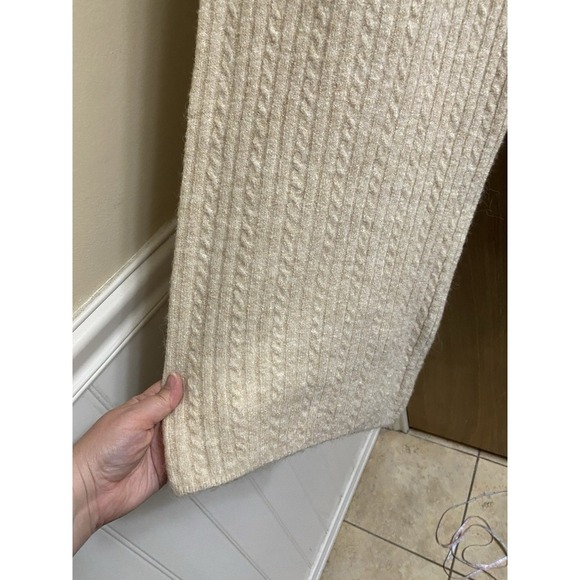 Zara Women's Cable Knit Sweater Wide Leg Pants Cream Size L New With Tags Soft - Picture 3 of 12